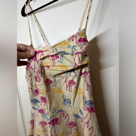 Collectif Retro Flamingo Novelty Swing Fit & Flare Yellow Blue Pink Dress 4XL - Picture 5 of 16